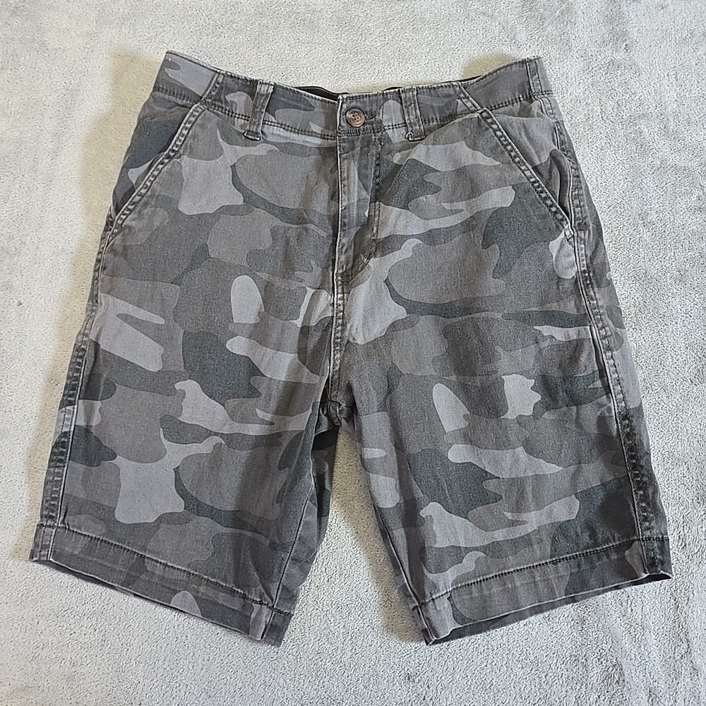 Plugg Shorts Mens‎ 29 Gray Camo 9" Outdoors Gorpcore Cabincore Casual Plugg Flex